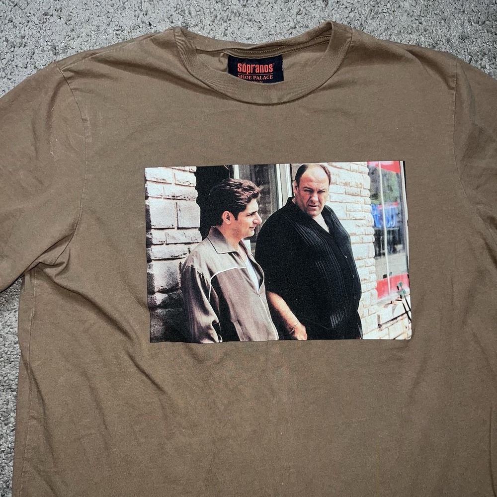 The Sopranos Mens M T-Shirt Graphic HBO Shoe Palace Mafia TV Tee Brown